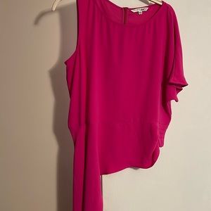 Trina Turk hot pink hi-lo shirt